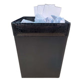 Black Crocodile Embossed Leather Waste Basket, 14 Qt